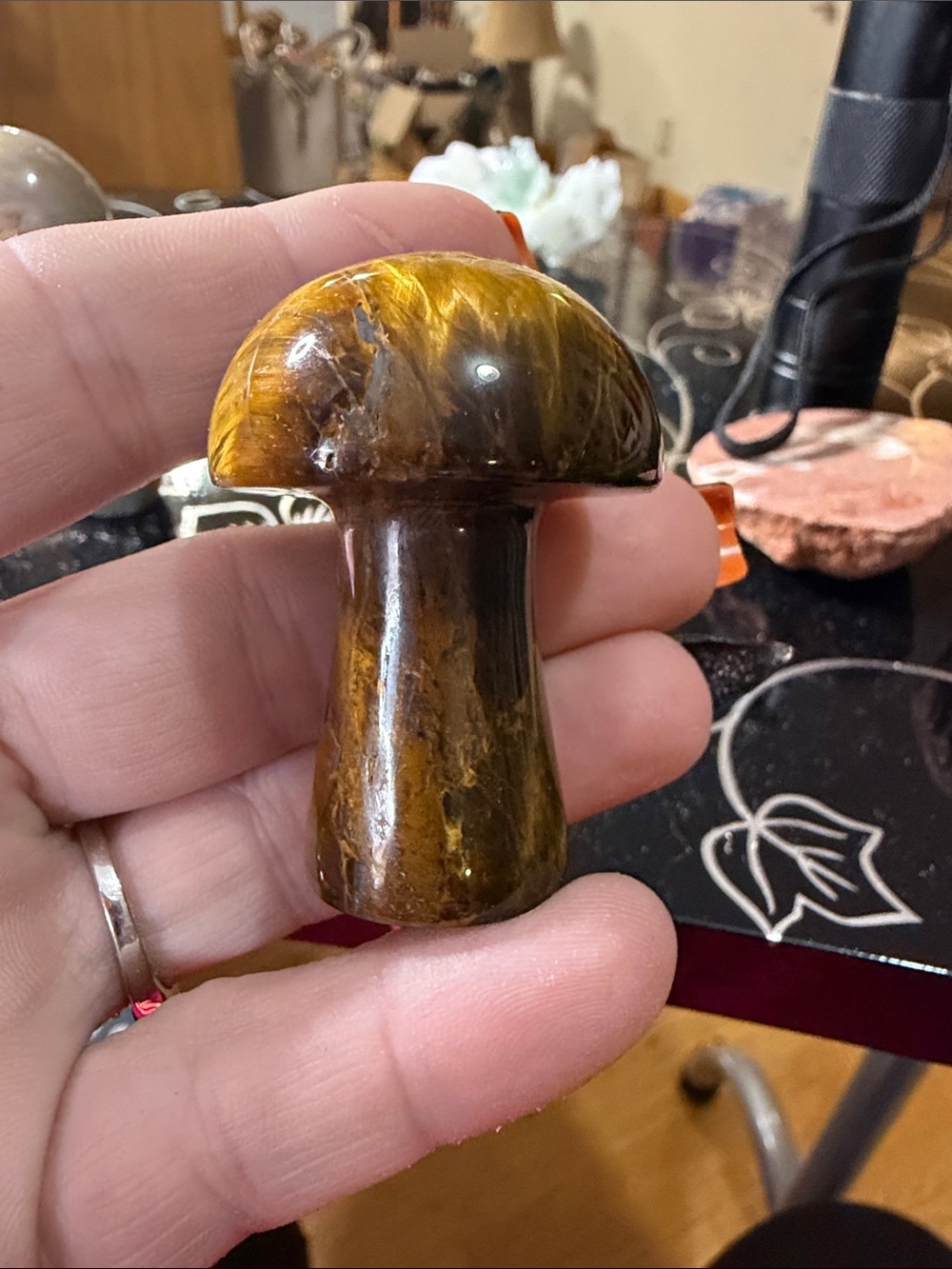 Polished Brown Tiger's Eye Mushroom Sculpture - Home Accents